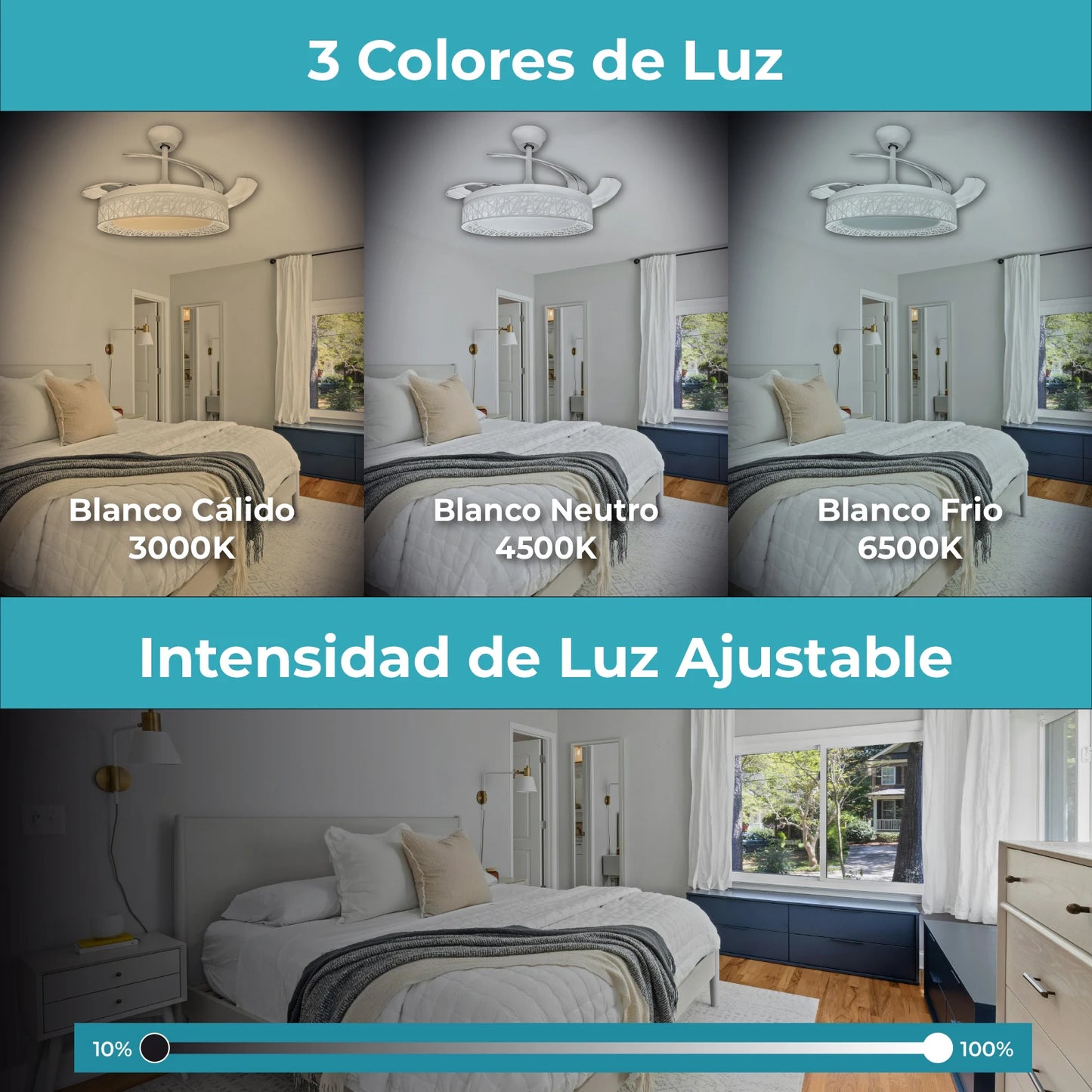 LED ATOMANT Ventilador de Techo con Luz LED 40W,