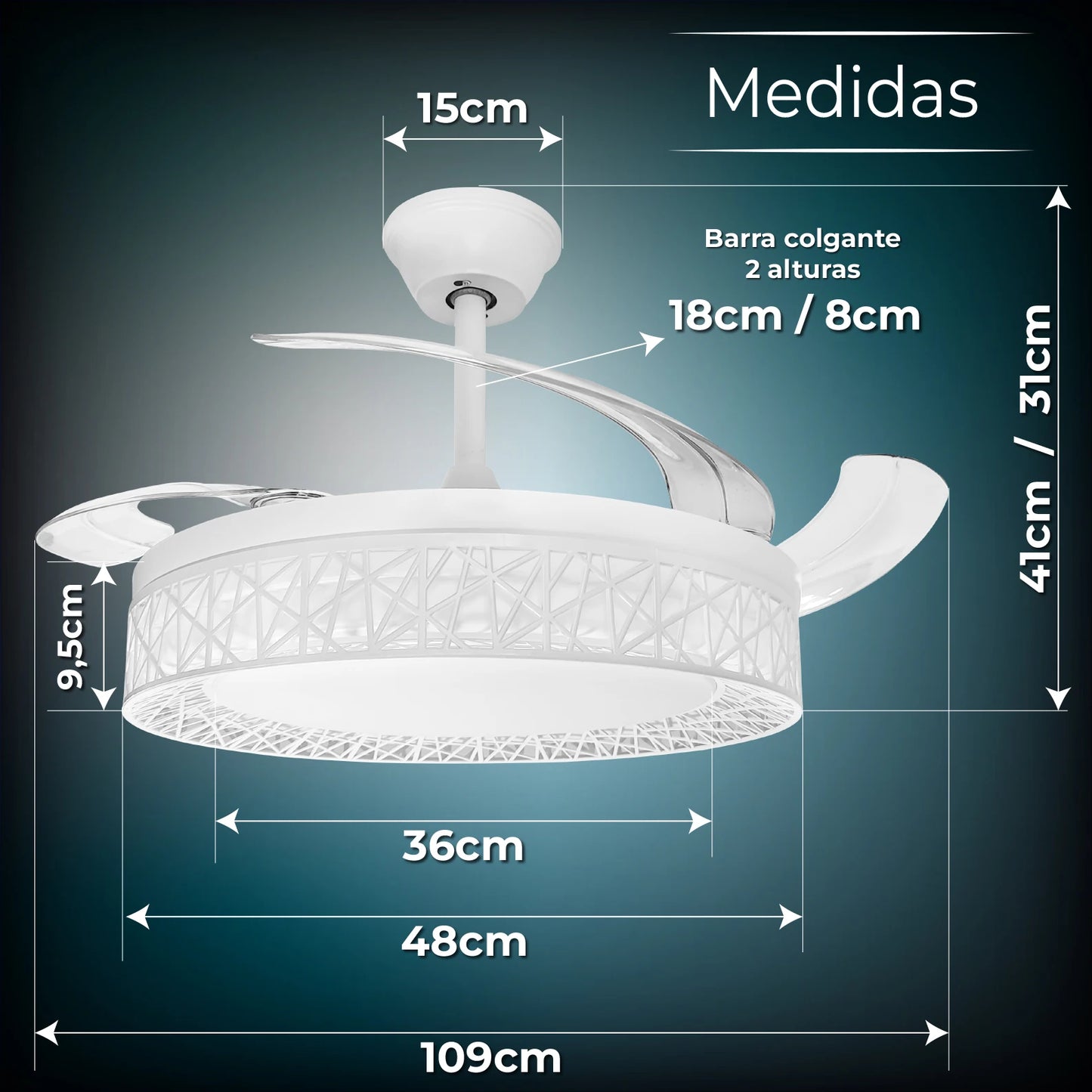 LED ATOMANT Ventilador de Techo con Luz LED 40W,
