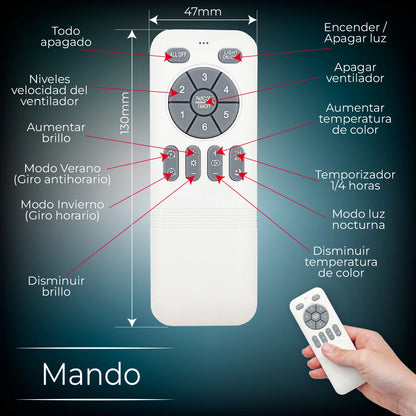 LED ATOMANT Ventilador de Techo con Luz LED 40W,