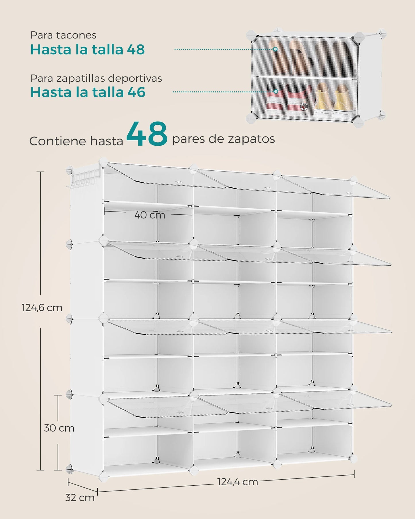SONGMICS Mueble Zapatero Plástico,