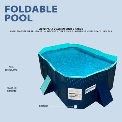 INDUSTEX - Piscina Plegable Foldable Pool, 130X90X45cm,