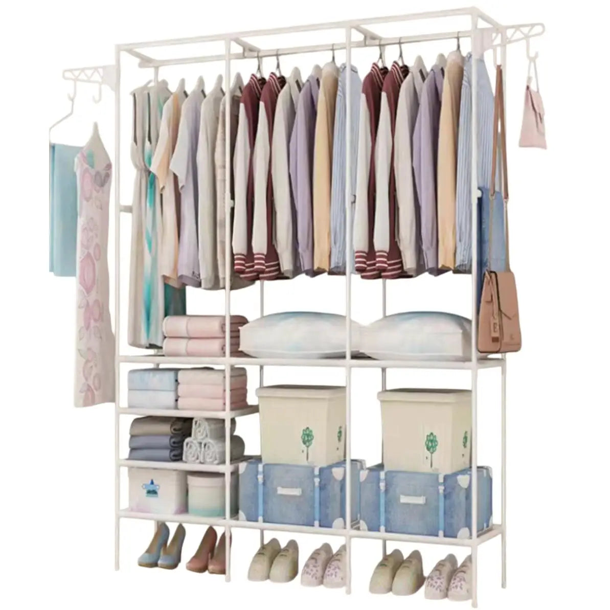 Perchero de pie y Zapatero Pared para Ropa Abrigos