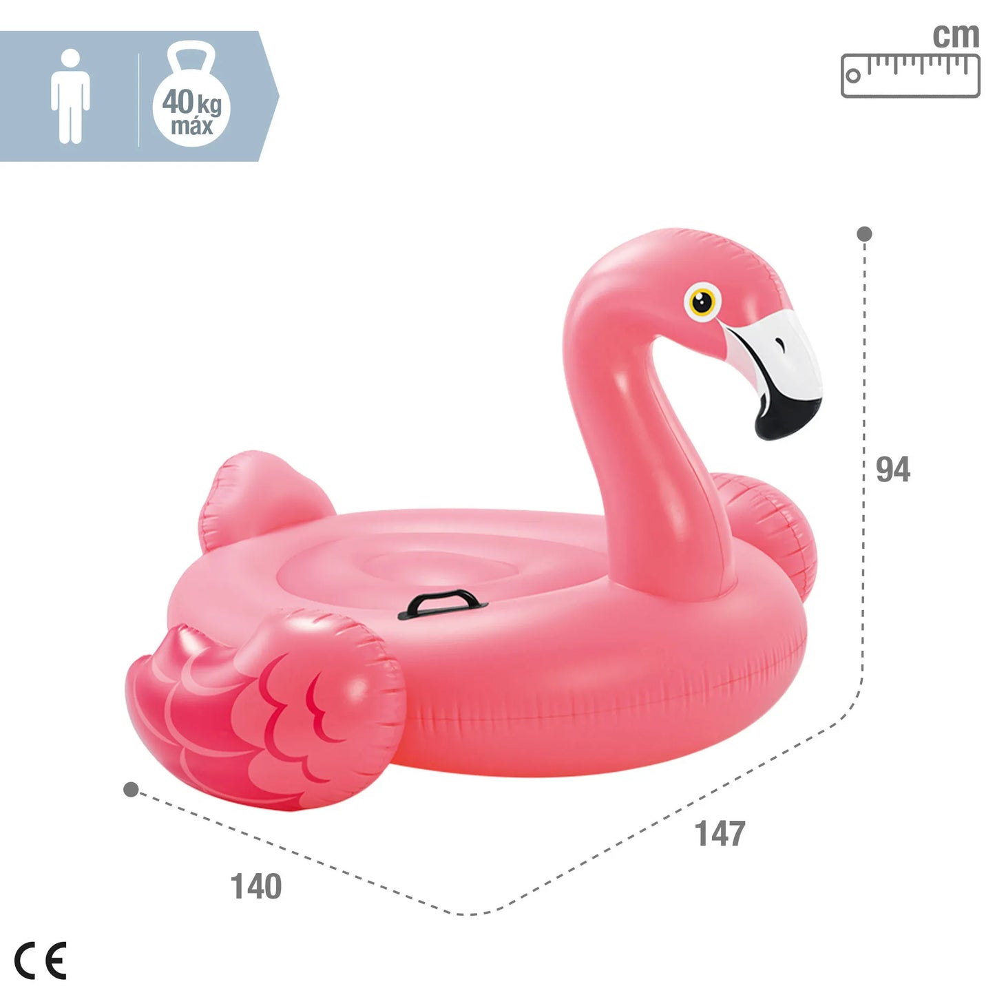 INTEX - Flamenco hinchable infantil 147x140x94 cm, flotador rosa