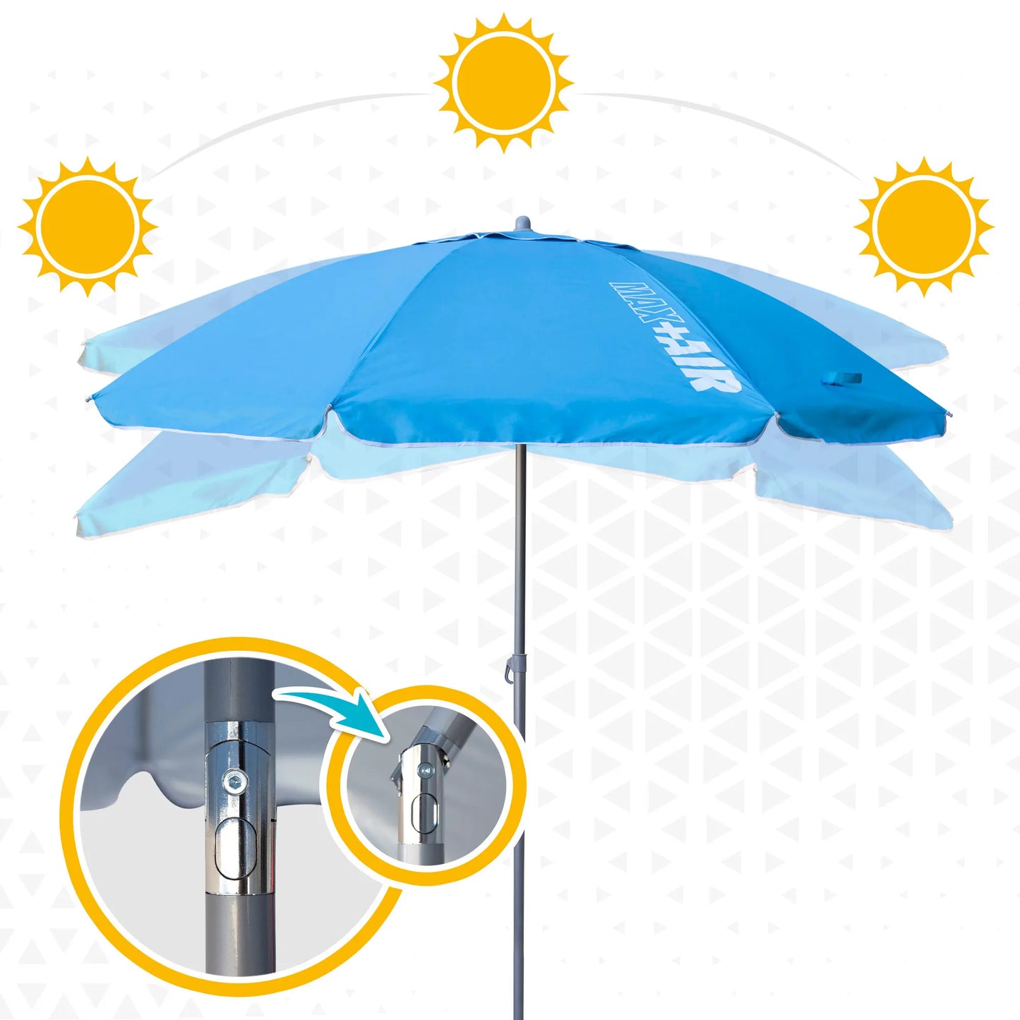 Aktive - Sombrilla playa antiviento.180 cm, 200 cm o 220 cm,