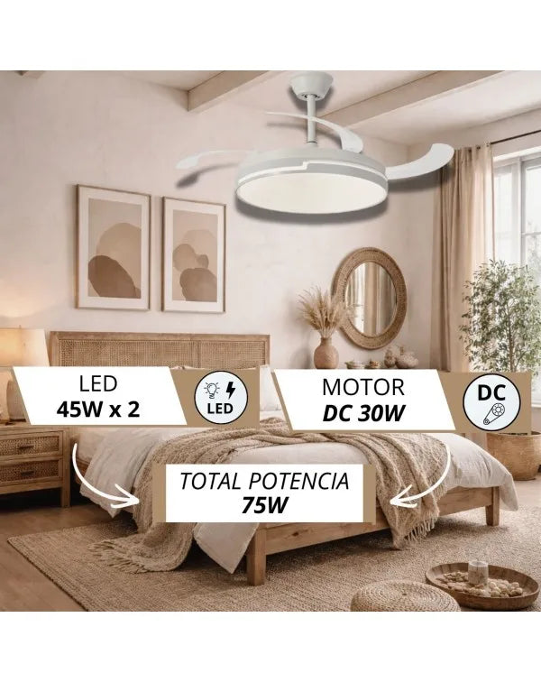 NARVI Ventilador de techo Blanco