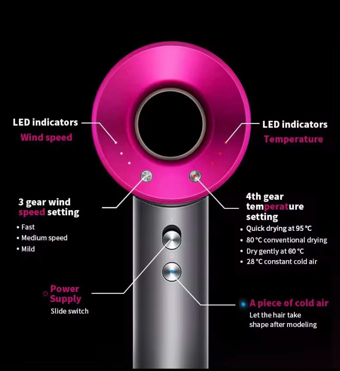 Secador de Pelo Profesional iónico Super Hair Dryer,