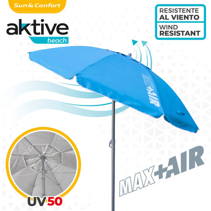 Aktive - Sombrilla playa antiviento.180 cm, 200 cm o 220 cm,
