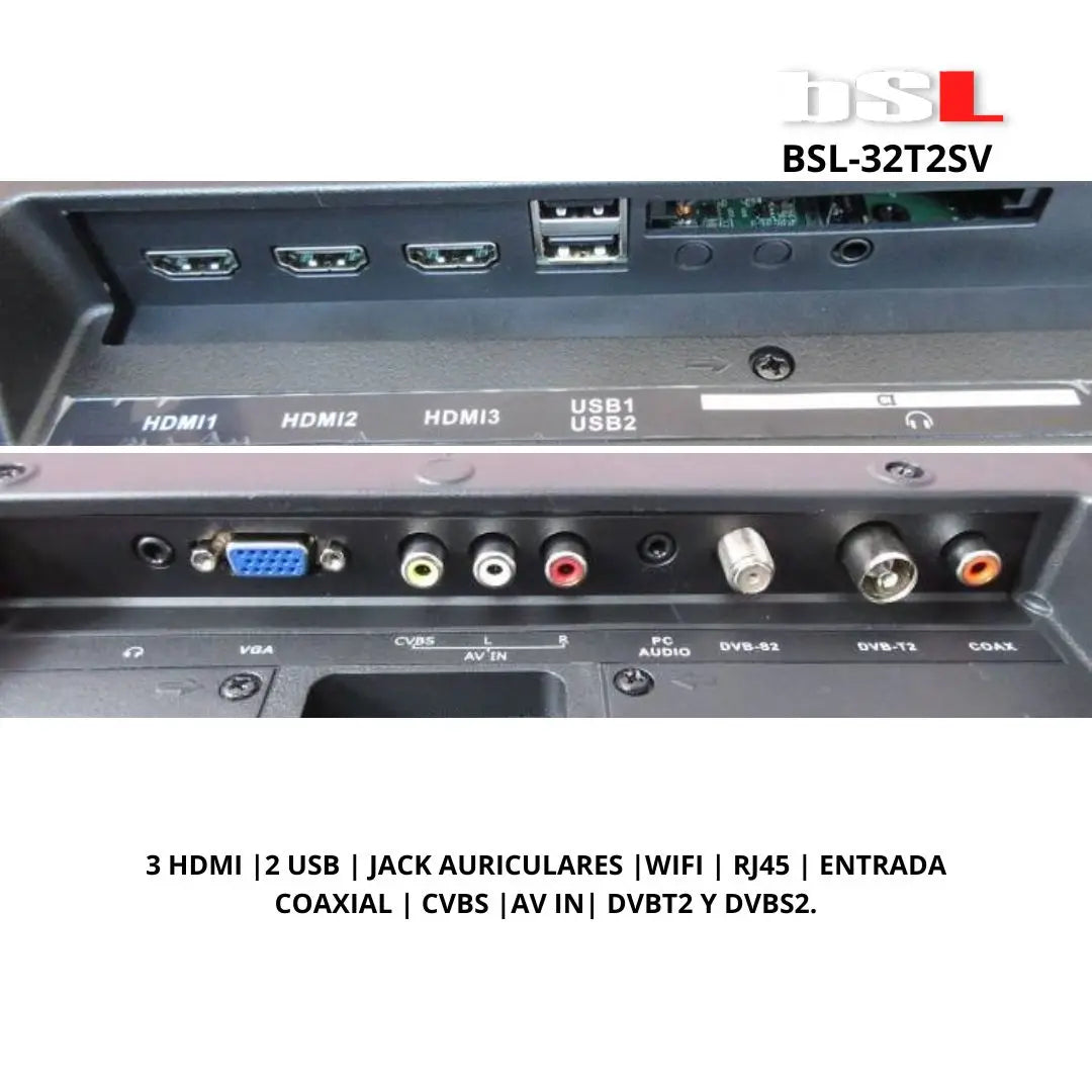 BSL-32T2SV VIDAA SMART TV 32 Pulgadas | WIFI RJ45 | Hd1366x720p | USB | DVBT2/S2/C | Youtube Netflix Disney + Dazn Prime | HDMI