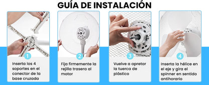 MIDEA Ventilador de Pie de 3 Velocidades y 40W - Ventilador Silencioso con Oscilación 90º y Altura Ajustable - Flujo de Aire Potente 40m3/min, Ligero y Fácil transporte, Cabezal Reclinable - 1 unidad