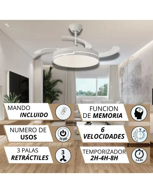 NARVI Ventilador de techo Blanco