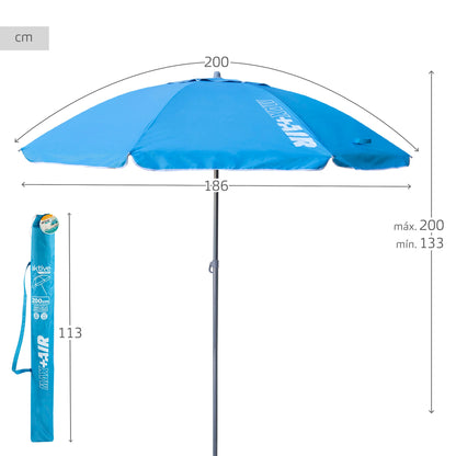 Aktive - Sombrilla playa antiviento.180 cm, 200 cm o 220 cm,