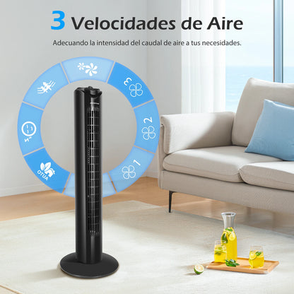 Ventilador de Torre Silencioso, Temporizador 120 min, , 3 Velocidades,
