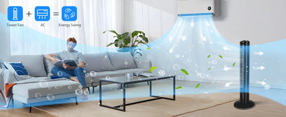 Ventilador de Torre Silencioso, Temporizador 120 min, , 3 Velocidades,