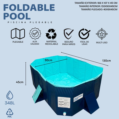 INDUSTEX - Piscina Plegable Foldable Pool, 130X90X45cm,