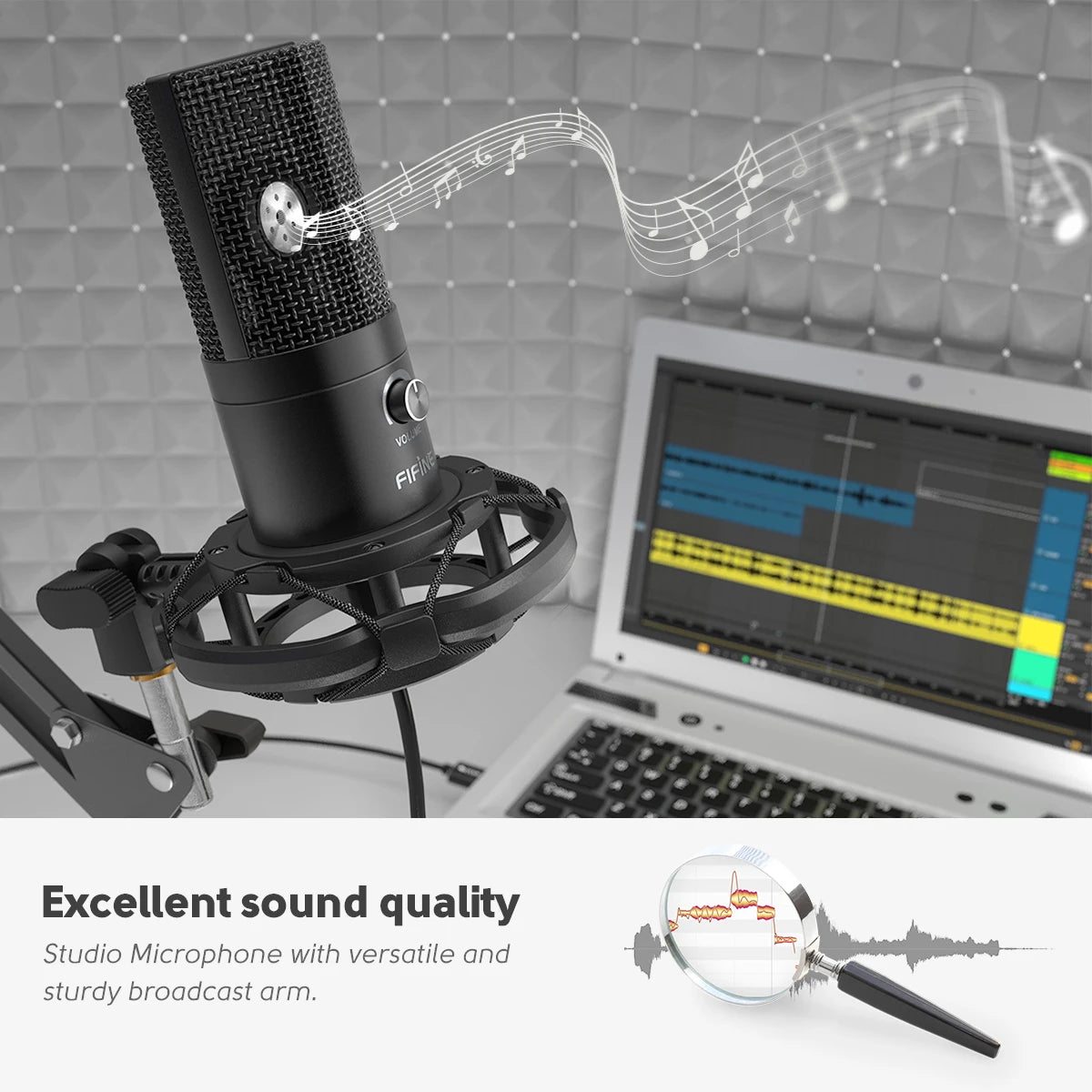 FIFINE-Kit de micrófono de ordenador USB