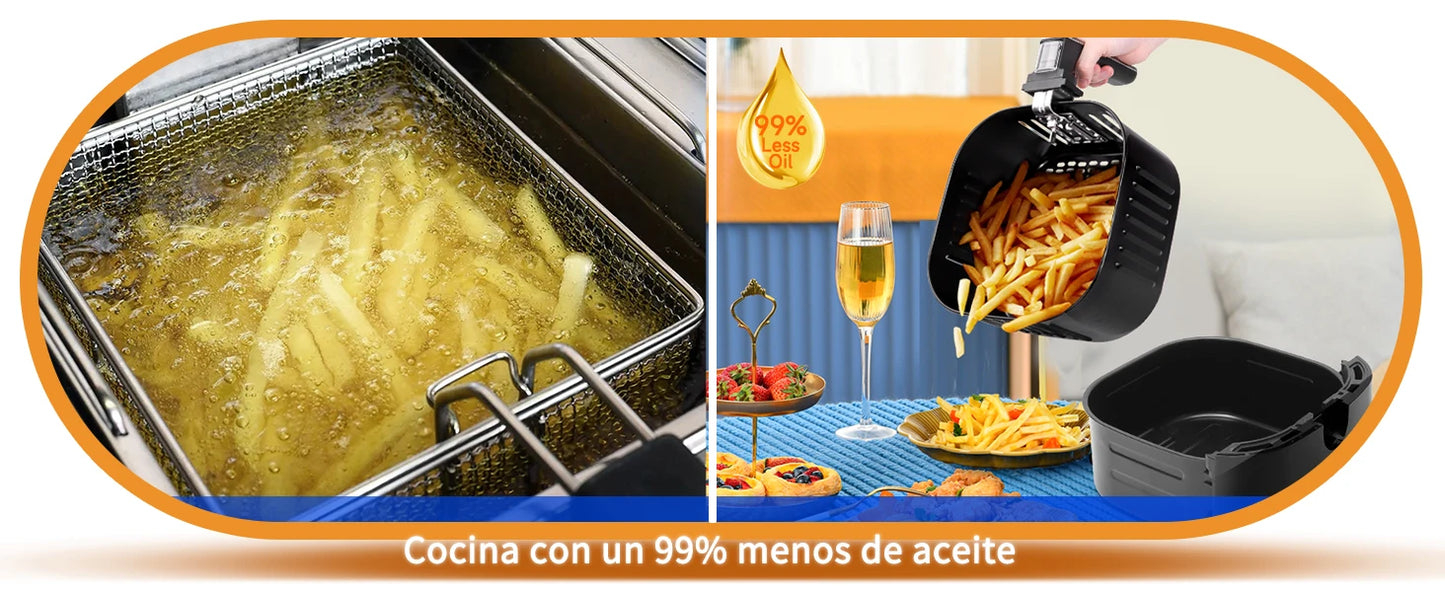 Freidora de Aire Inteligente, 7L, Pantalla LED Táctil,