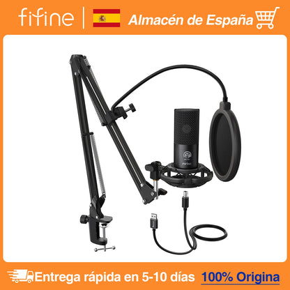 FIFINE-Kit de micrófono de ordenador USB