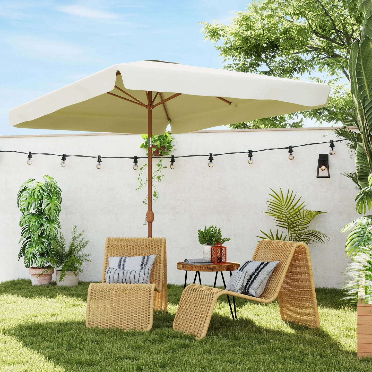 Outsunny Sombrilla de Terraza Exterior 300x200 cm con Ángulo Ajustable
