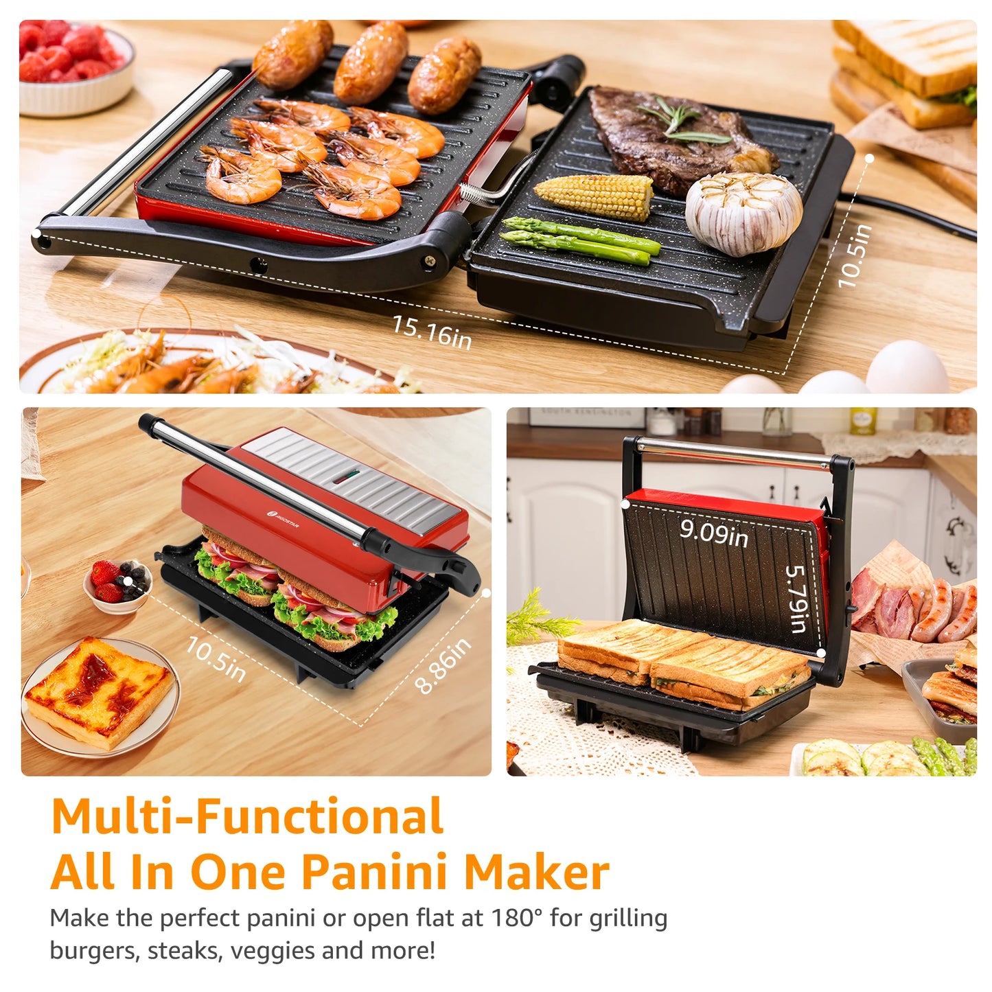 Parrilla Eléctrica, Máquina de Panini y Sandwichera,