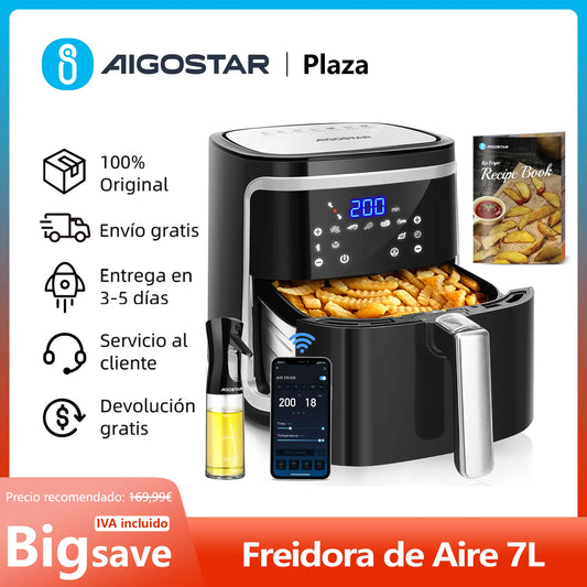 Freidora de Aire Inteligente, 7L, Pantalla LED Táctil,