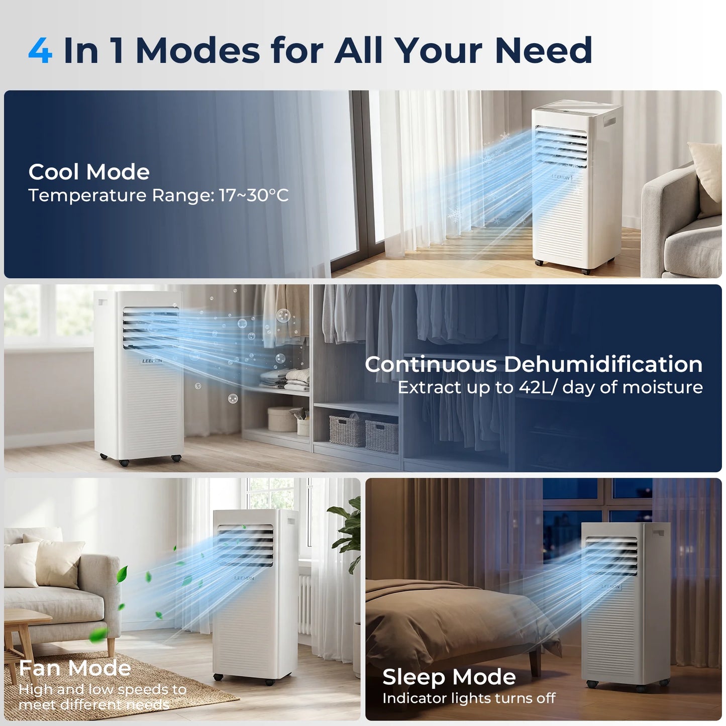 Aire Acondicionado Portátil de 9000 BTU (2.6 kW),