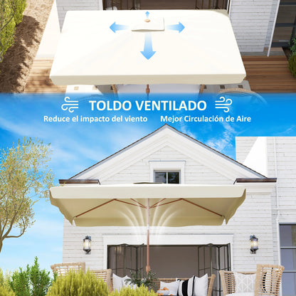 Outsunny Sombrilla de Terraza Exterior 300x200 cm con Ángulo Ajustable
