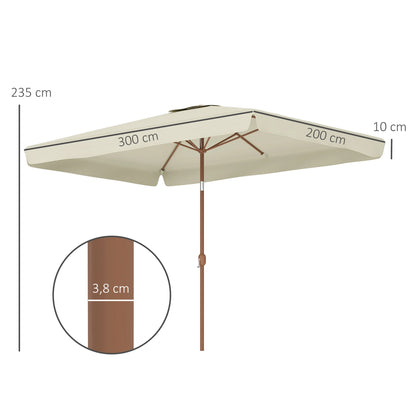 Outsunny Sombrilla de Terraza Exterior 300x200 cm con Ángulo Ajustable