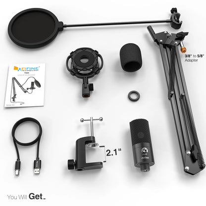 FIFINE-Kit de micrófono de ordenador USB