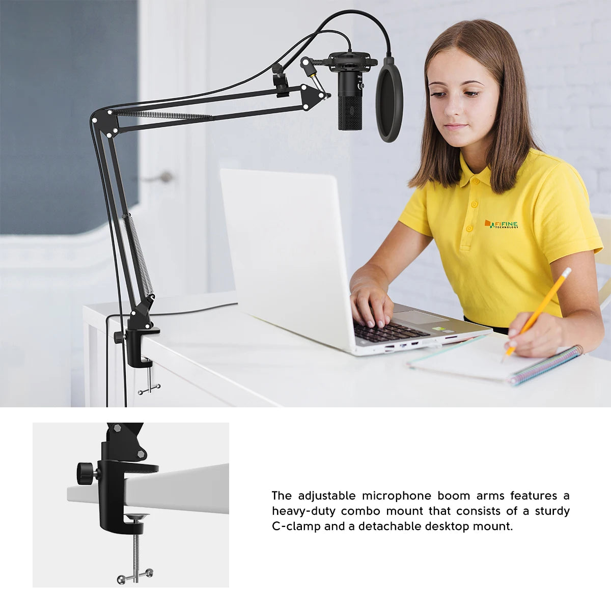 FIFINE-Kit de micrófono de ordenador USB