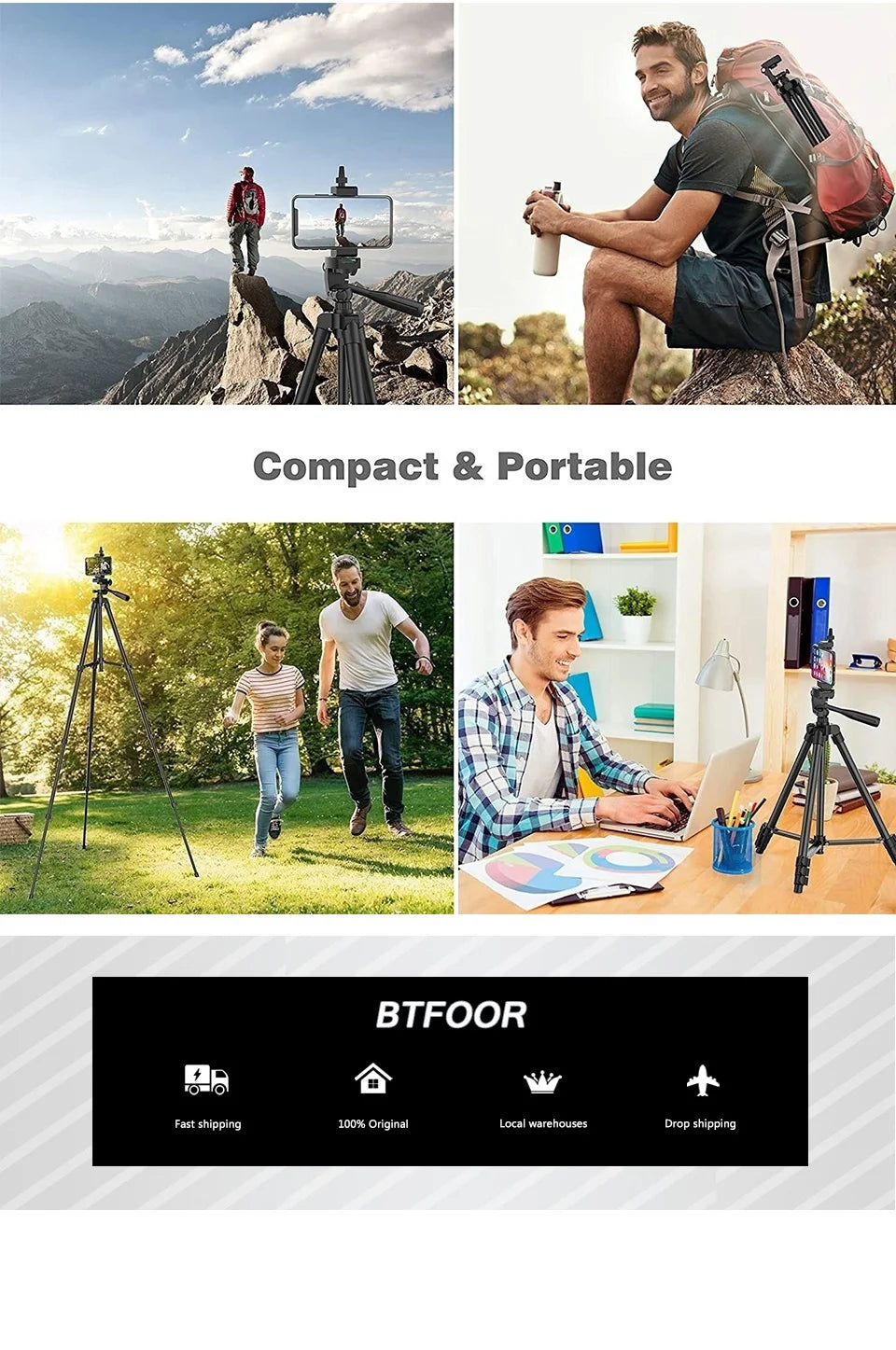 Trípode de viaje para teléfono,