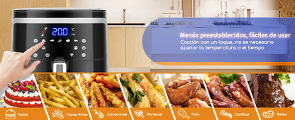 Freidora de Aire Inteligente, 7L, Pantalla LED Táctil,