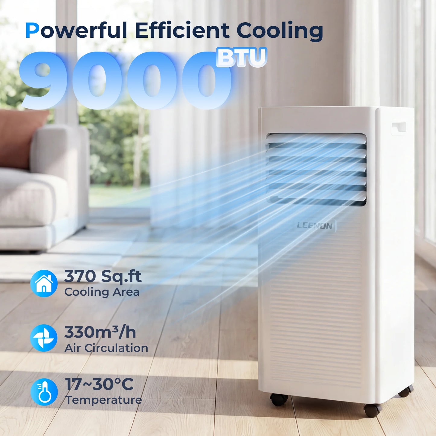 Aire Acondicionado Portátil de 9000 BTU (2.6 kW),
