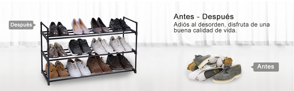 SONGMICS Zapatero de 3 Niveles, Estantería de Zapatos,