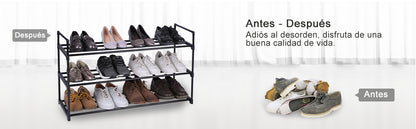 SONGMICS Zapatero de 3 Niveles, Estantería de Zapatos,